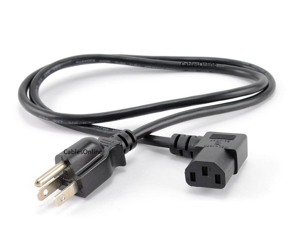 CablesOnline 3ft Right-Angle AC Power Cord Cable with 3-Conductor PC Power Connector (PC-303R) N3