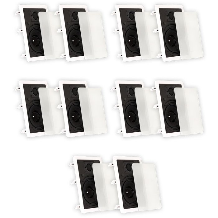 Theater Solutions TSS6W In Wall 6.5" Speakers Surround Sound Home Theater Deluxe 5 Pair Pack 5TSS6W