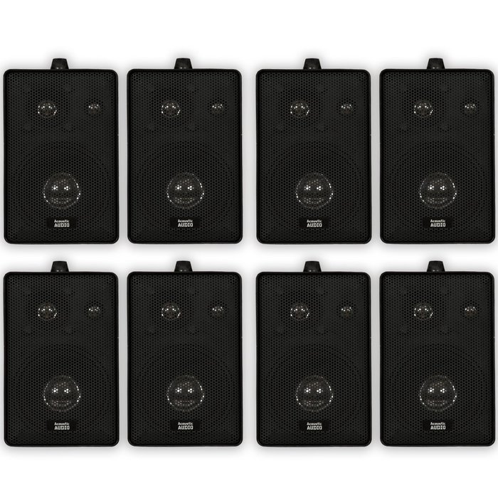 Acoustic Audio 251B Indoor Outdoor 3 Way Speakers 1600 Watt Black 4 Pair Pack 251B-4Pr