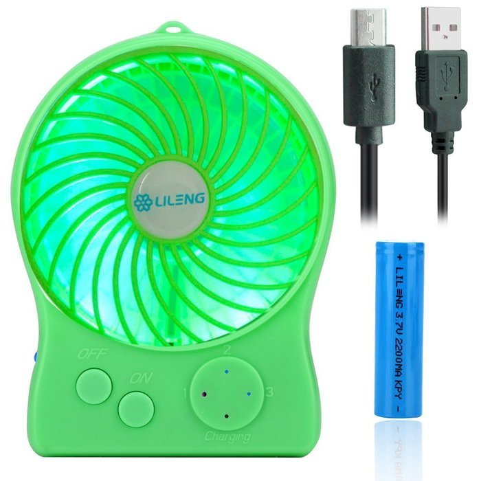 iKKEGOL Mini Portable Wireless Rechargeable Super Strong Wind Fluorescence Cooling Desk Fan - 3 Mode Wind Speed... N40