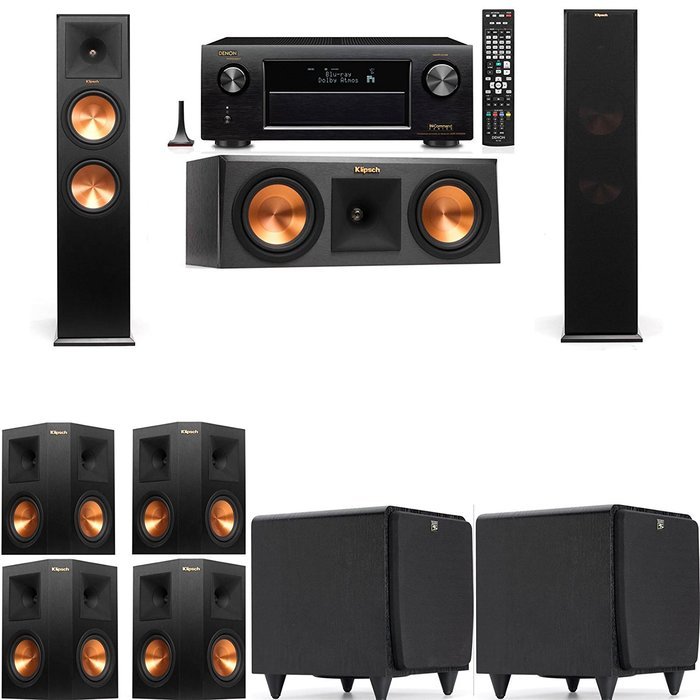 Klipsch RP-280F Tower Speakers-RP-250C-SDS12 -7.2-Denon AVR-X4100W