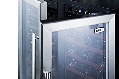 Summit SWC3066 66 Bottle Capacity Dual Temperature Wine Cooler With Built-In Capable Wooden Shelves Digital Thermostats... N2