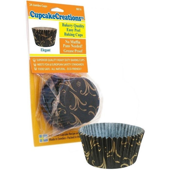 CUPCAKE CREATIONS 24 JUMBO MUFFIN BAKING CUPS ELEGANT W/RECIPE MADE IN SWEDEN