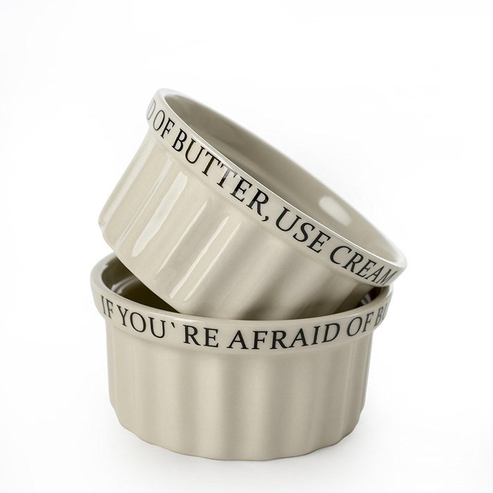 "IF YOU'RE AFRAID OF BUTTER, USE CREAM" Ramekins - Sets of 2 (Small - 4x4x4")
