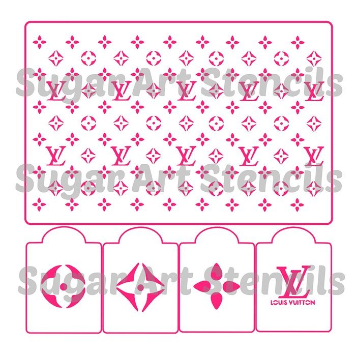 designer cake stencil LV5 pieces for handbag cakes