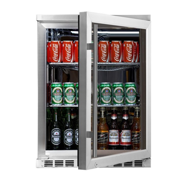 KingsBottle 140 Can 1-Door Under Counter Beverage Cooler, Heating Glass N4