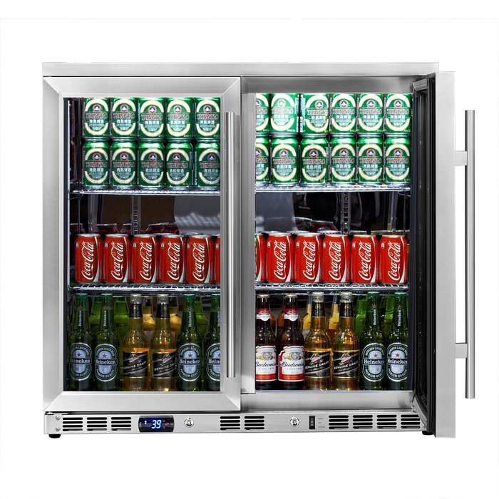 KingsBottle 140 Can 1-Door Under Counter Beverage Cooler, Heating Glass N10