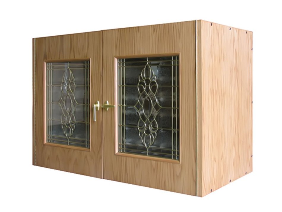 Vinotemp Home Kitchen Restaurant Cocktail Party 296-Model White Oak Wine Credenza with 2 Beveled Glass Doors