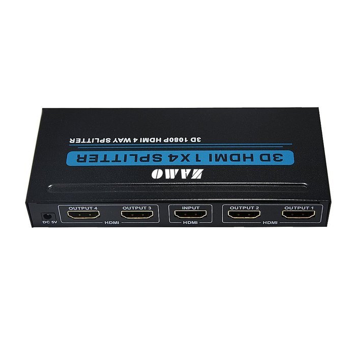ZAMO 1x4 4 Ports Hdmi Powered Splitter for Full Hd 1080p & 3d Support (One Input to Four Outputs) N14