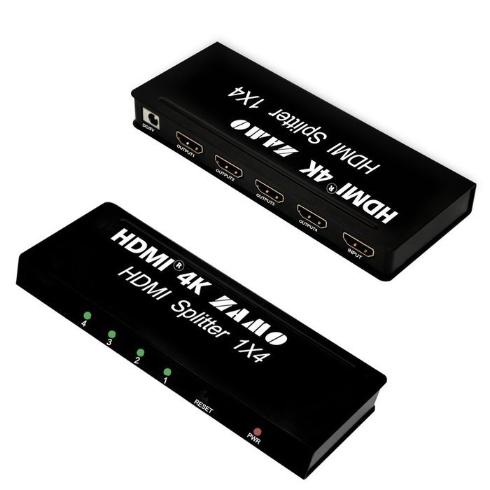 ZAMO 1x4 4 Ports Hdmi Powered Splitter for Full Hd 1080p & 3d Support (One Input to Four Outputs) N20