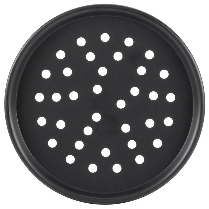 American Metalcraft HC2010P 10" Perforated Hard Coat Anodized Aluminum Tapered / Nesting Pizza Pan N2