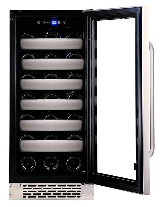 Whynter BWR-331SL Elite 33 Bottle Seamless Door Single Zone Built-in Wine Refrigerator, Stainless Steel/Black