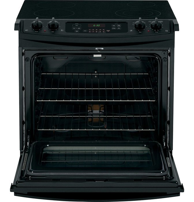 GE JS630DFBB 30" Black Electric Slide-In Smoothtop Range
