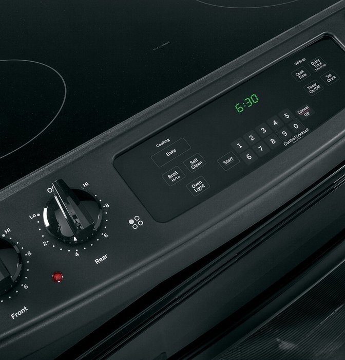 GE JS630DFBB 30" Black Electric Slide-In Smoothtop Range N2