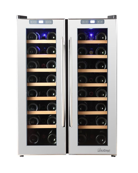 Vinotemp 48-Bottle Dual-Zone Mirrored Wine Cooler
