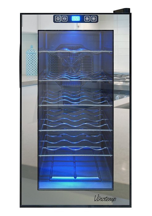 Vinotemp VT-18TSBM 18-Bottle Mirrored Thermoelectric Wine Cooler, Black N3