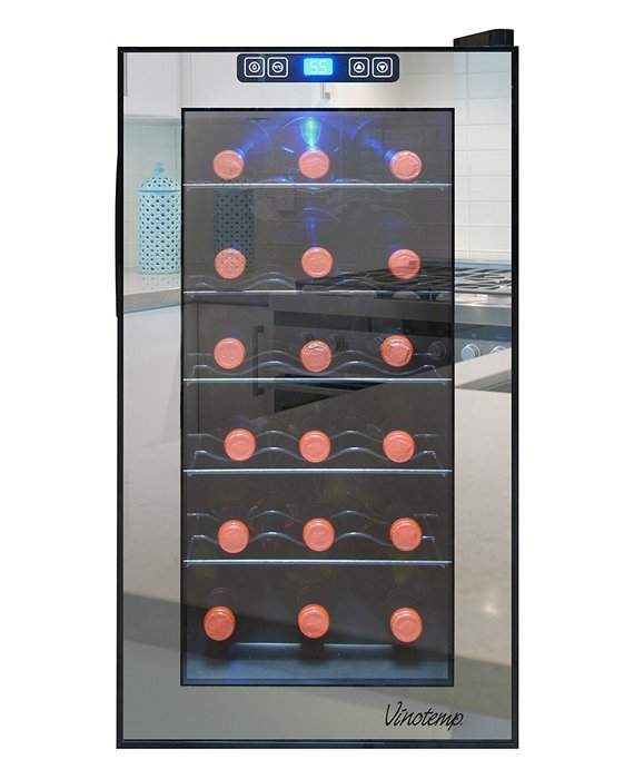 Vinotemp VT-18TSBM 18-Bottle Mirrored Thermoelectric Wine Cooler, Black N4