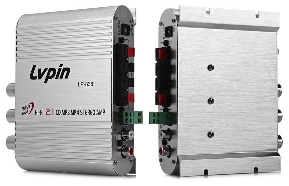 Wesel 12V Lvpin LP-838 Hi-Fi 2.1 Mini Car Motorbike Motorcycle Computer Power Amplifier Player Home CD MP3 MP4... N8