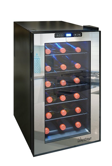 Vinotemp VT-18TSBM 18-Bottle Mirrored Thermoelectric Wine Cooler, Black N5