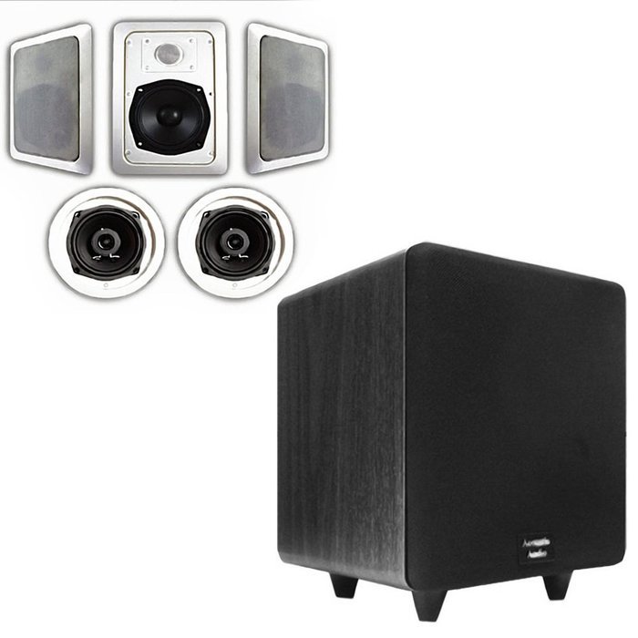 Acoustic Audio HT-55 In-Wall/Ceiling 5.1 Home Theater Speakers and 12" Powered Sub HT-55-CS12B