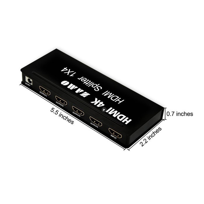 ZAMO 1x4 4 Ports Hdmi Powered Splitter for Full Hd 1080p & 3d Support (One Input to Four Outputs) N27