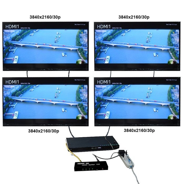 ZAMO 1x4 4 Ports Hdmi Powered Splitter for Full Hd 1080p & 3d Support (One Input to Four Outputs) N28