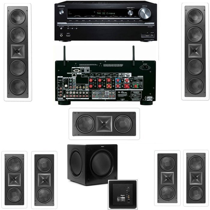 Klipsch KL-6504-THX(2 Speaker) In-Wall 7.1-SW-310 Onkyo TX-NR838 7.2 Channel Network- White