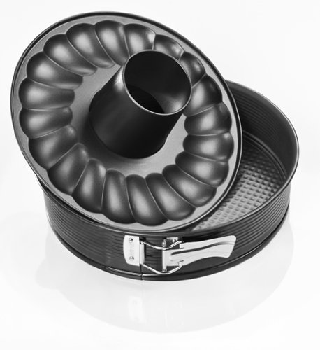Zenker 6506 Springform With Flat and Tubular Base, Black/Metallic, 7.09"