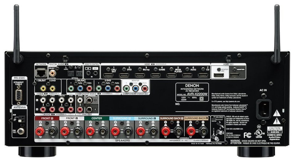 Denon AVR-X2200W 7.2 Channel Full 4K Ultra HD A/V Receiver with Bluetooth and Wi-Fi