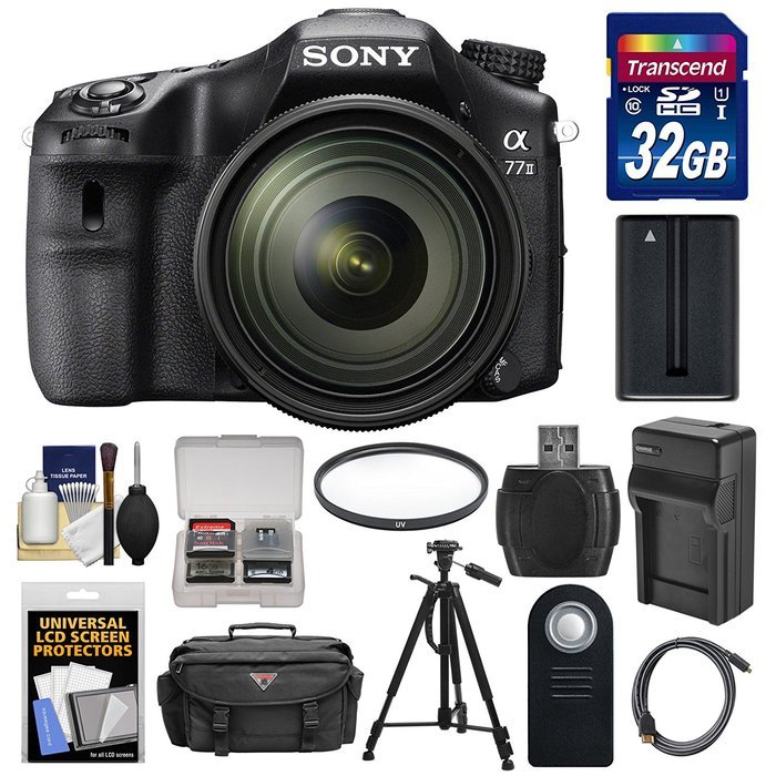 Sony Alpha A77 II Wi-Fi Digital SLR Camera & 16-50mm Lens with 32GB Card + Battery + Charger + Case + Tripod +... N2