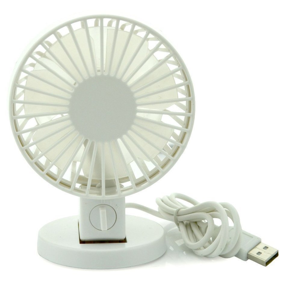 ZAMGEE Dual Motor, High Velocity Portable Personal Fan (USB powered, silent mini fan, 10 x 8.5 x 13.5 cm) (White)