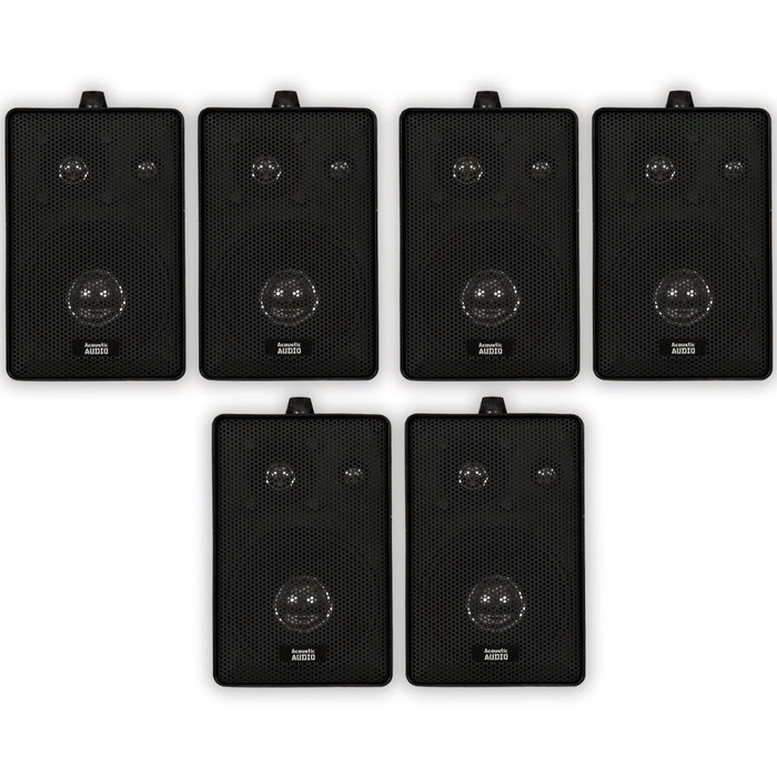 Acoustic Audio 251B Indoor Outdoor 3 Way Speakers 1200 Watt Black 3 Pair Pack 251B-3Pr N4