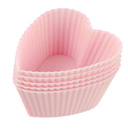 Zenker 43929 "Candy" Heart Of Silicone Muffin Cups (6 Piece), Pink, 1.57" x 1.10" N4