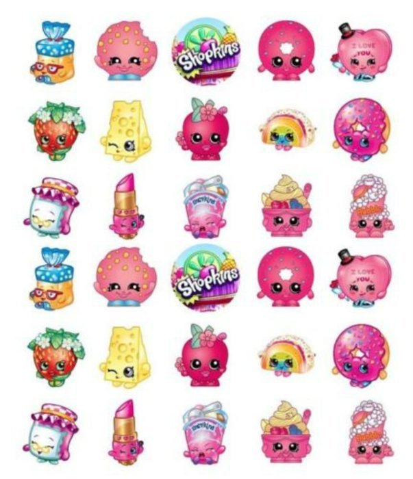 EDIBLE IMAGE-30 SHOPKINS CUPCAKE & CAKE TOPPERS