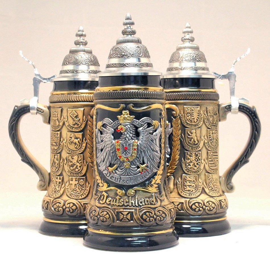 Pinnacle Peak PPT-019-0008 Rustic Deutschland Germany Pewter Eagle State Crests LE German Beer Stein.25 L