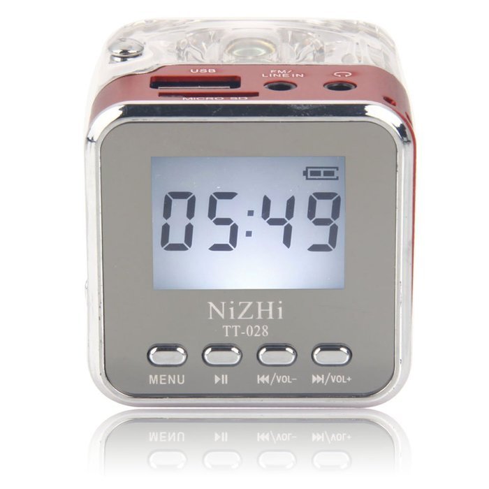 Getmore Portable Mini Multimedia Speaker LCD Mp3 Player Fm Radio for Micro Sd Mp3 USB Red N2