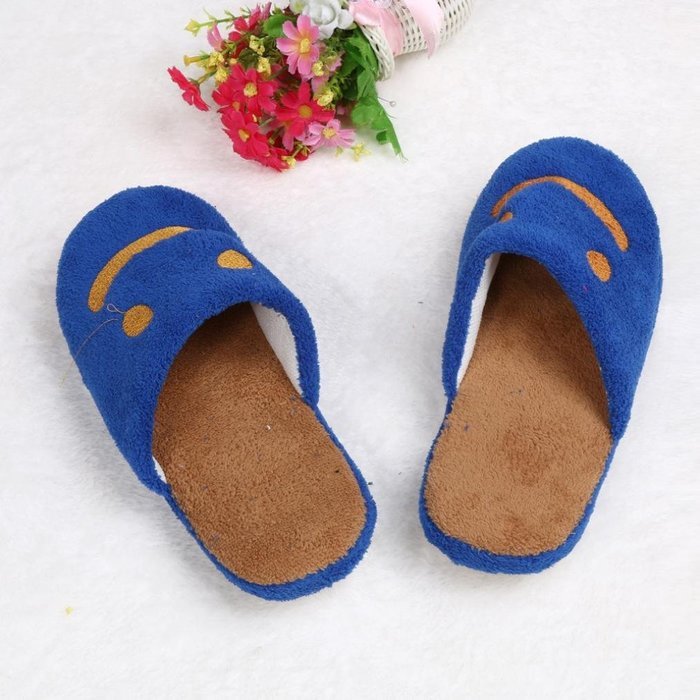 AutumnFall Lovely Smile Cozy Cotton Knitted Anti-slip House Slippers (40, Blue) N7