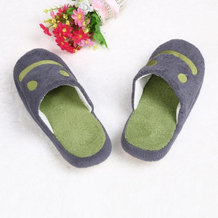 AutumnFall Lovely Smile Cozy Cotton Knitted Anti-slip House Slippers (40, Blue) N8