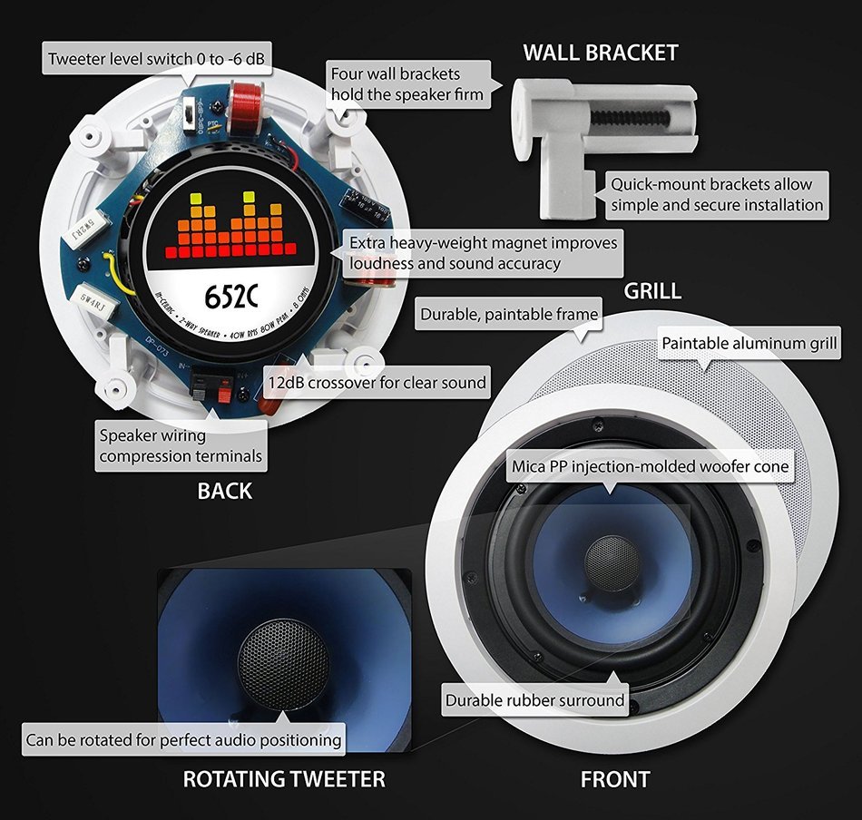 82W Silver Ticket In-Wall In-Ceiling Speaker with Pivoting Tweeter (8 Inch in-wall) N6