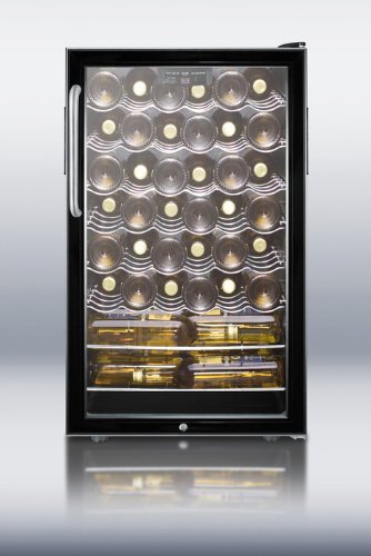 Summit SWC525LTBADA: ADA compliant 20" wide freestanding wine cellar with lock, digital thermostat and towel bar... N3