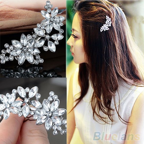 Women's Bride's Bridesmaid's Rhinestone Flower Crystal Hair Clip Comb Jewelry N3