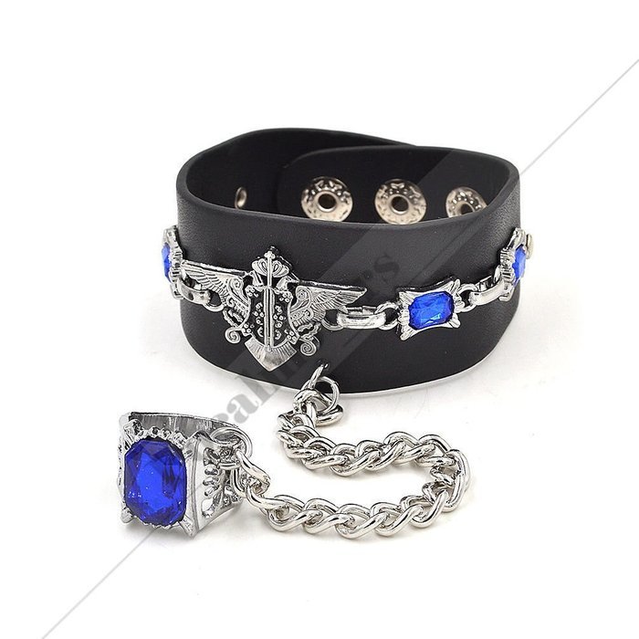 Anime Black Butler Kuroshitsuji Sapphire Ring Bracelet Cosplay Unisex For Fan N3
