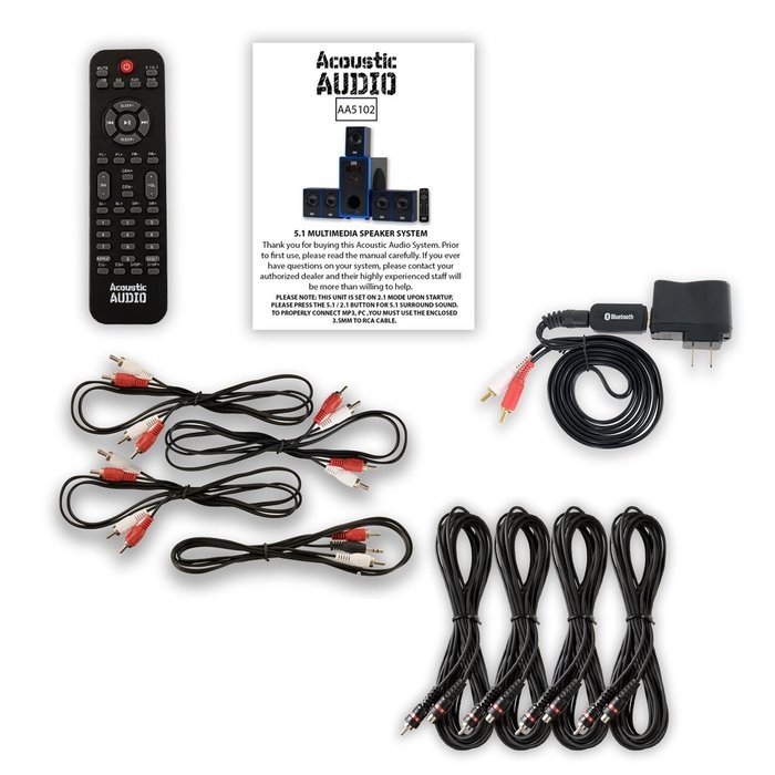 Acoustic Audio AA5102 Home Theater 5.1 Speaker System with Bluetooth and 4 Extension Cables N2