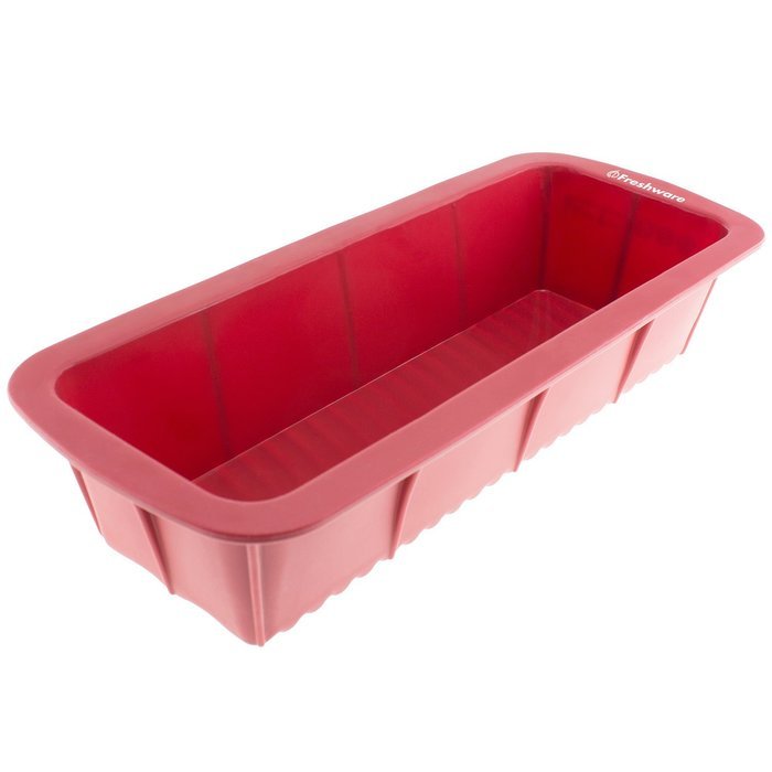 Freshware CB-105RD 12-Cavity Petite Silicone Mold for Soap, Bread, Loaf, Muffin, Brownie, Cornbread, Cheesecake... N8