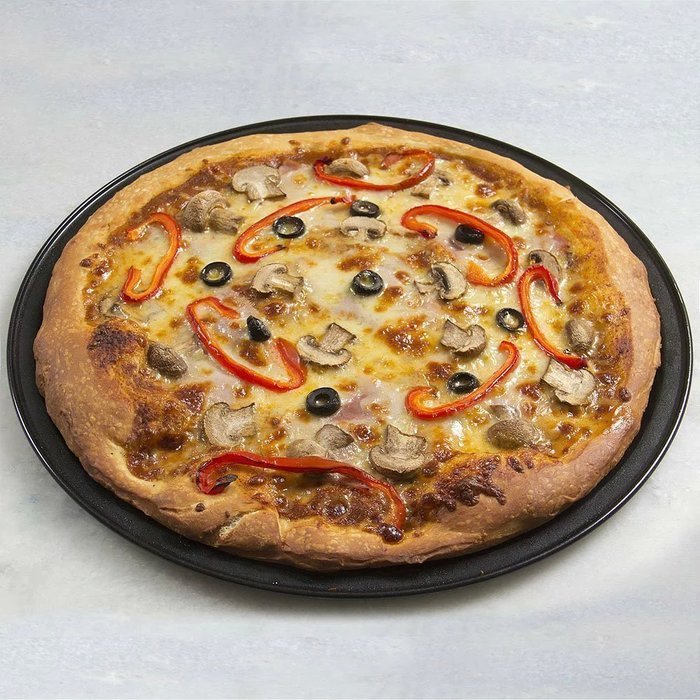 2 Packs Pizza Tray Pan Baking Platters Non-Stick Black Aluminum Alloy,1 Deep Dish,1 Shallow Dish,11" N4