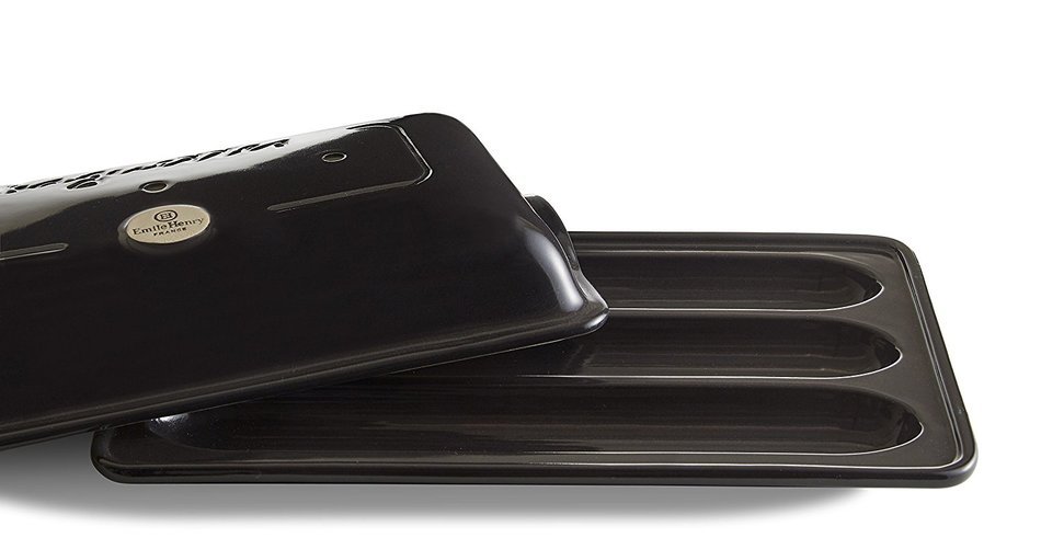Emile Henry Made In France Flame Baguette Baker, 15.4 x 9.4", Charcoal N3
