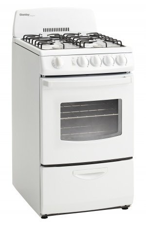 20 In. Wide Gas Range with 2.4 Cu. Ft. Oven with Window and Electronic Ignition, White