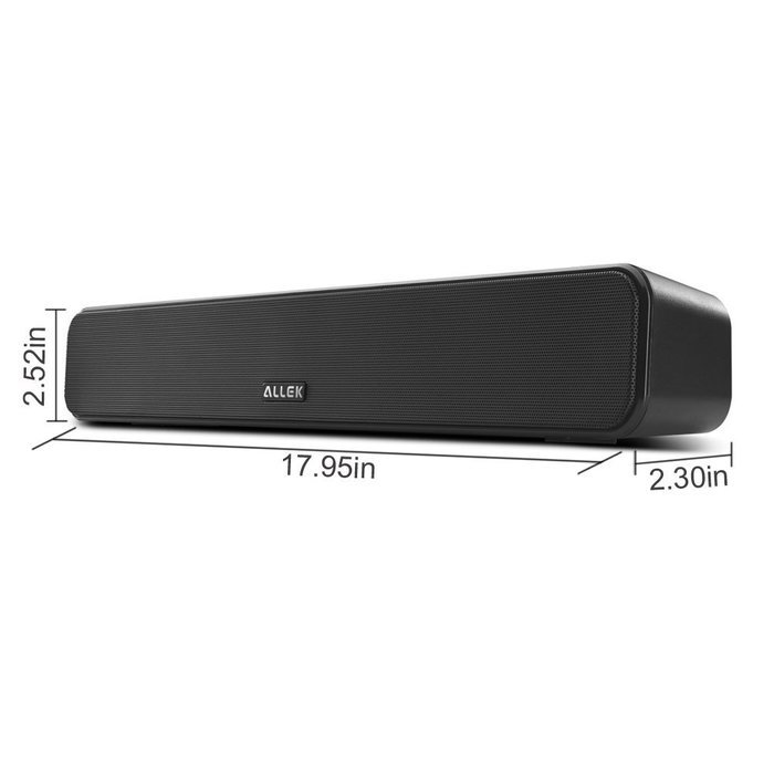 ALLEK&reg; 18-Inch 2*5W Wireless Sound Bar Bluetooth 4.0 Speaker with Remote Support Aux-in FM USB Micro SD