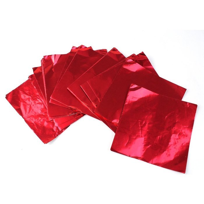 200 Pcs Useful Square Candy Sweets Chocolate Foil Wrappers Confectionary (Pink)