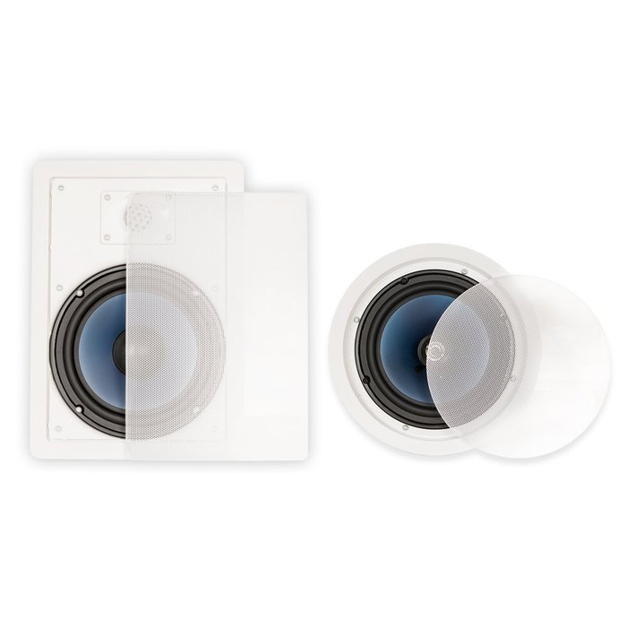 Blue Octave LH-827 In Wall and In Ceiling 8" Speakers Home Theater Surround Sound 7 Speaker Set